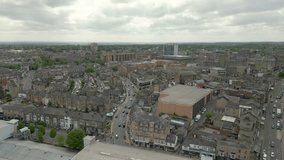 This aerial drone video shows the town of Harrogate in North-Yorkshire, England. 