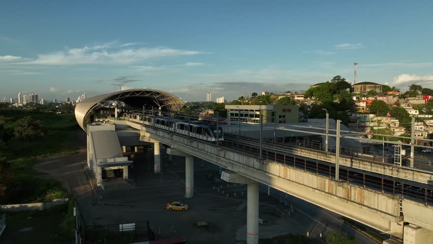 views of panama city subway metro line. san miguelito, drone footage, drone video, 4k resolution, aerial videos, viral videos. Royalty-Free Stock Footage #1104726477