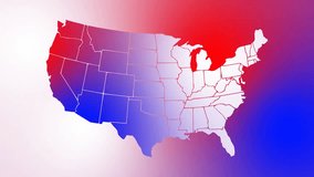 This is a motion graphic animation video of a rippling United States map gradient background, in colors of red, blue and white. - Powered by Shutterstock - Get 15% off with code: PIKWIZARD15