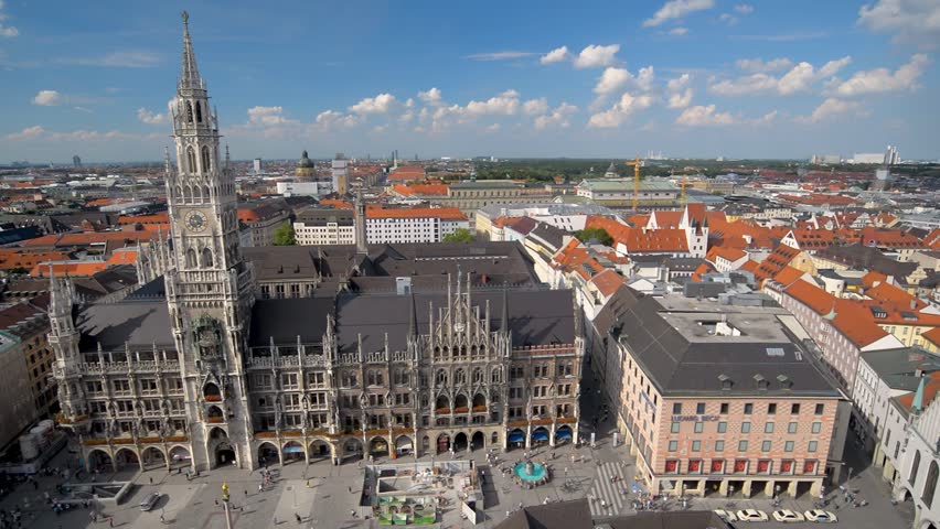 Munich (Munchen) Germany, high angle view city skyline at Marienplatz new Town Hall Square Royalty-Free Stock Footage #1104735687