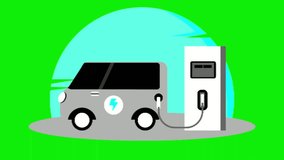 Modern electric smart suv car charging park at charging station with plug cable. Flat vector illustration concept isolated on white background. E-motion electrified future transportation. - Powered by Shutterstock - Get 15% off with code: PIKWIZARD15