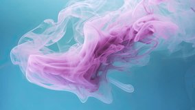 Trans community color motion background, elegant pink and blue smoke dissolving in the water, transgender activism awareness video for celebration of trans people