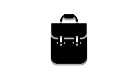 Black School backpack icon isolated on white background. 4K Video motion graphic animation.