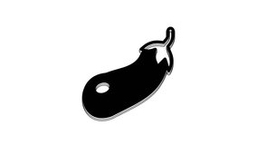 Black Eggplant icon isolated on white background. 4K Video motion graphic animation.