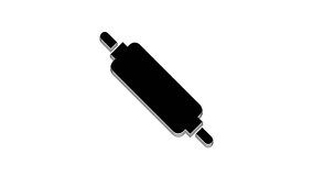 Black Rolling pin icon isolated on white background. 4K Video motion graphic animation.