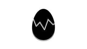 Black Broken egg icon isolated on white background. Happy Easter. 4K Video motion graphic animation.