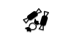 Black Candy icon isolated on white background. Happy Halloween party. 4K Video motion graphic animation.