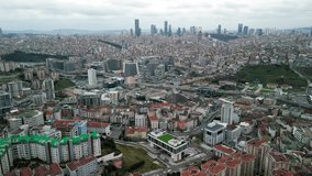 Aerial video of Istanbul's hillside residential areas