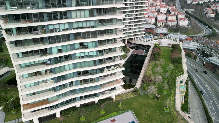 Istanbul Zorlu Center shopping and residential landmark, apartments zoom-in
