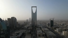 Aerial view of Kingdom Tower, Riyadh Saudi Arabia