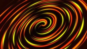 Abstract minimal fluorescent spiral in infinite rotation. Holographic spiral galaxy backdrop. Hypnotizing looping twirl background with orange and yellow lines. Supernova. Science, technology. 4k loop