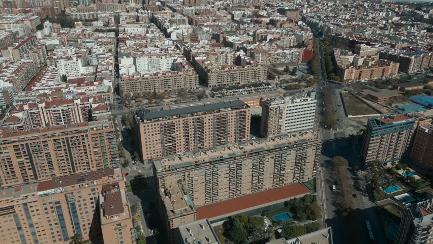 aerial view of downtown and residential district of Valencia, Andalusia, Spain