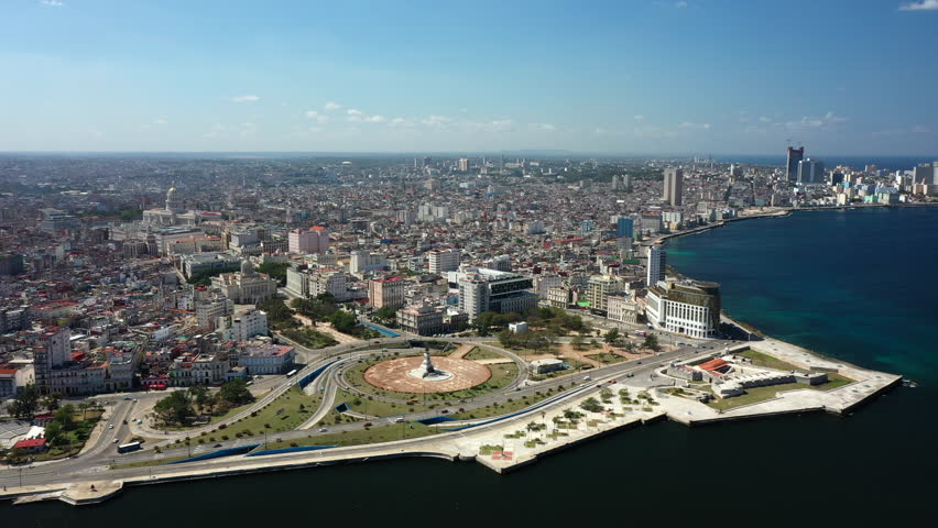 Aerial View: Promenade of Havana, Cuba Royalty-Free Stock Footage #1104771021