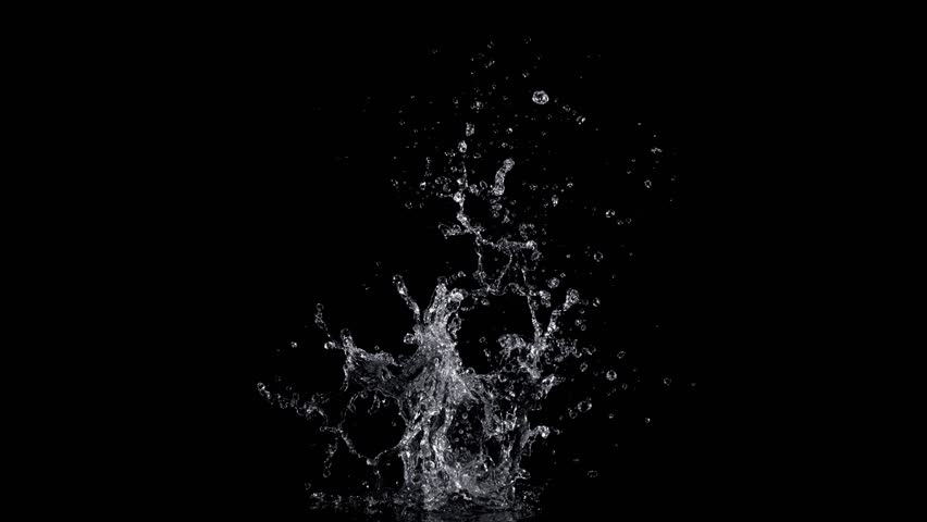 Super Slow Motion Shot of Real Water Splash Explosion from Isolated on Black at 1000fps.