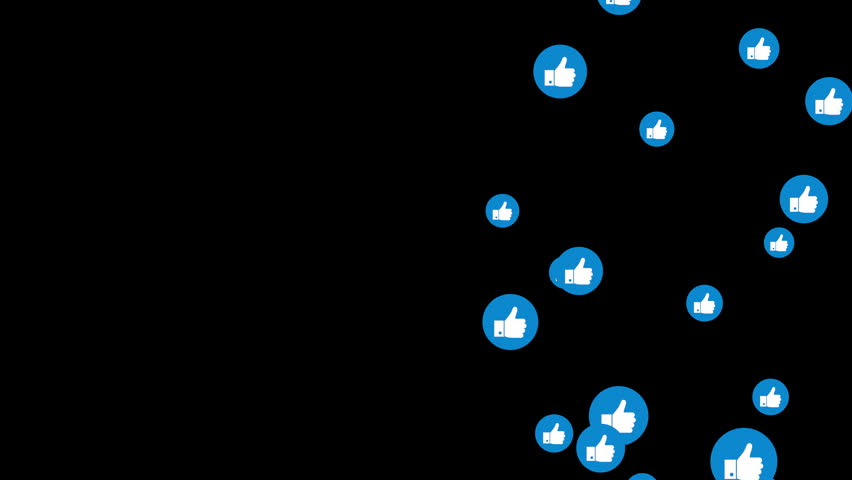 Thumbs up icon animation. Like button signs flying up. Social media notification symbols. Seamless loop.