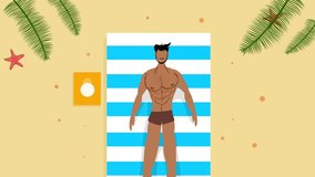 summer illustration motion video 4k for summer time background and summer vibes