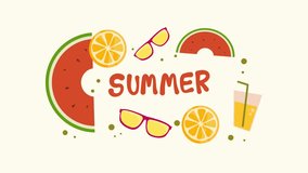 summer illustration motion video 4k for summer time background and summer vibes