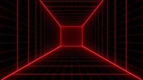 Retro 80s Sci-Fi Background with Futuristic Laser Grid Landscape - Digital Cyber Surface Style of the 1980s. Perfect for Design Projects, Motion Graphics, and Nostalgic Visuals