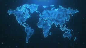 Digital Technology World Map Animation. Glowing Connections in Global Blue World Map Loop with Visual Effects - Powered by Shutterstock - Get 15% off with code: PIKWIZARD15