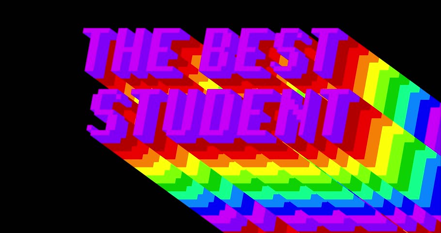 The Best Student. 4k animated word with long layered multicolored shadow with the colors of a rainbow on black background. Royalty-Free Stock Footage #1104788443