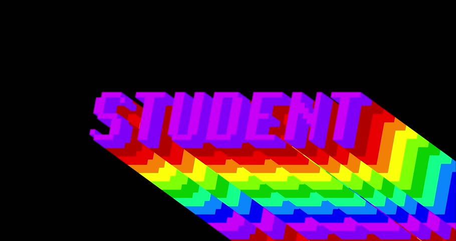 Student. 4k animated word with long layered multicolored shadow with the colors of a rainbow on black background. Royalty-Free Stock Footage #1104788445
