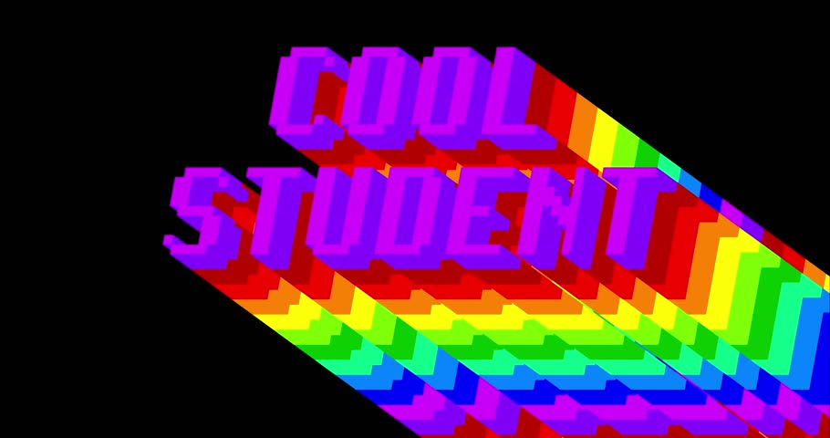 Cool Student. 4k animated word with long layered multicolored shadow with the colors of a rainbow on black background. Royalty-Free Stock Footage #1104788457