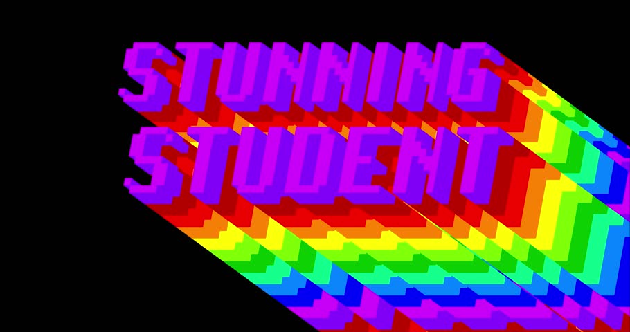 Stunning Student. 4k animated word with long layered multicolored shadow with the colors of a rainbow on black background. Royalty-Free Stock Footage #1104788459