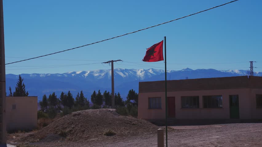 Empty road in Morocco. Beautiful nature with a lonely road going through the Morocco.