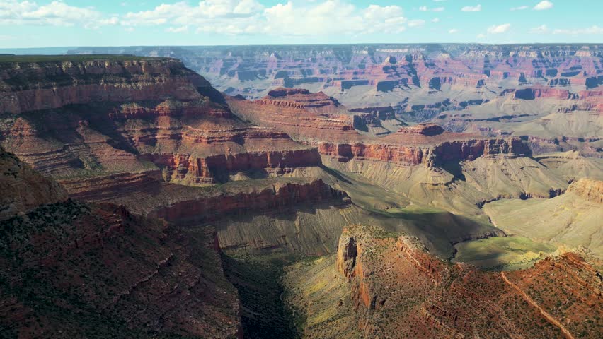 Grand Canyon aerial, Arizona. Panorama in beautiful nature landscape scenery at sunset in Grand Canyon National Park. South Rim of the Grand Canyon National Park. Scenery of the Grand Canyon, Arizona.