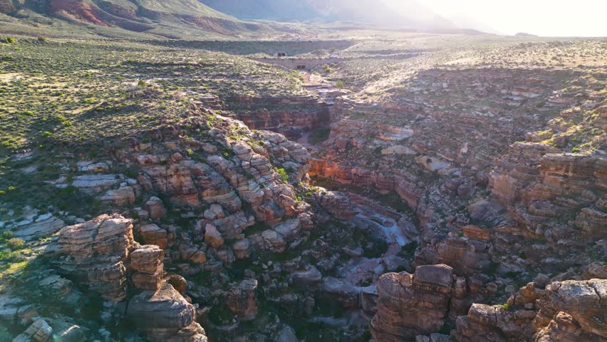 Grand Canyon aerial, Arizona. Beautiful nature landscape scenery at sunset in Grand Canyon National Park. South Rim of the Grand Canyon National Park. Scenery of the Grand Canyon, Arizona. USA