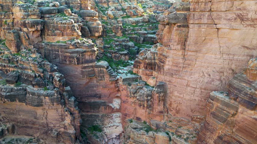Grand Canyon aerial, Arizona. Beautiful nature landscape scenery at sunset in Grand Canyon National Park. South Rim of the Grand Canyon National Park. Scenery of the Grand Canyon, Arizona.