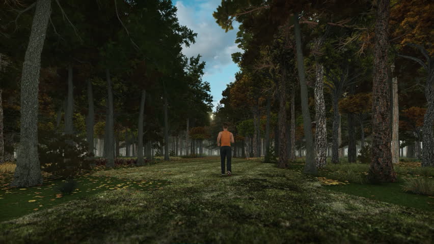 Man jogging through a beautiful forest, Autumn time | Shutterstock HD Video #1104793085