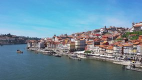 Aerial video of the city of Porto, Portugal
