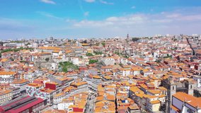 Aerial video of the city of Porto, Portugal