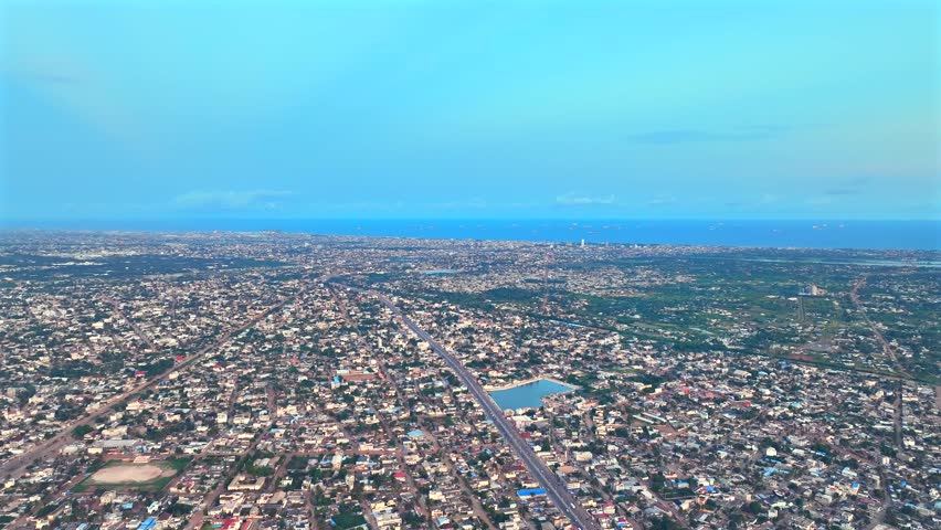 aerial view of Lome, Togo
sea view and the border with Ghana . Royalty-Free Stock Footage #1104796483