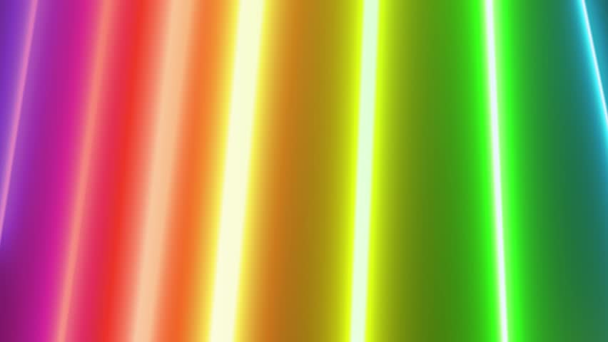 Looping animation of a repeating abstract pattern of neon light with rainbow colors