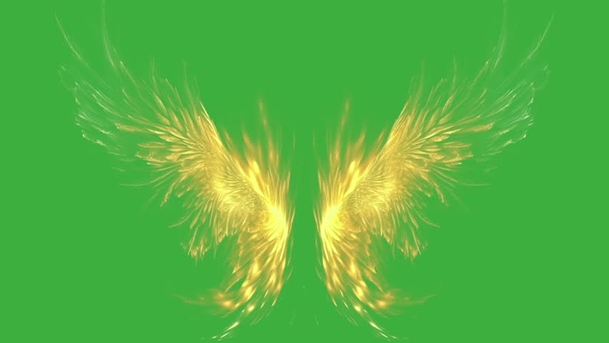Glowing Angel wings of fire on green screen religions element  Royalty-Free Stock Footage #1104809495