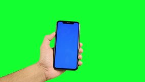 Phone, green screen, green screen of phone, smartphone green screen, hand holding phone