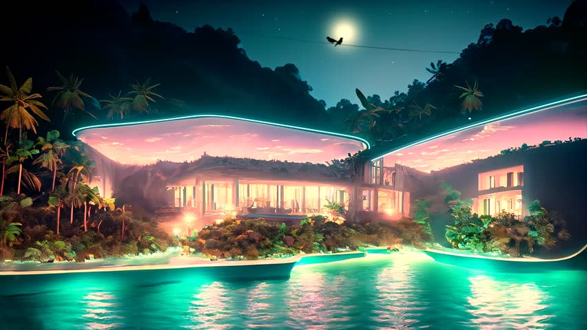 luxurious hotel wellness area with futuristic indoor pool