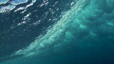 Slow Motion Underwater Ocean Wave Crashing 