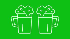 Animated beer cheers white line icon. Clinking glasses animation. Celebration toast. Cold drink. Loop HD video with chroma key, alpha channel, transparent background. Outline motion graphic animation - Powered by Shutterstock - Get 15% off with code: PIKWIZARD15