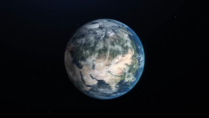 Ukrain map highlighted with label and  border, zooming in from the space through a 4K photo-real animated globe, with a panoramic view of Europe.