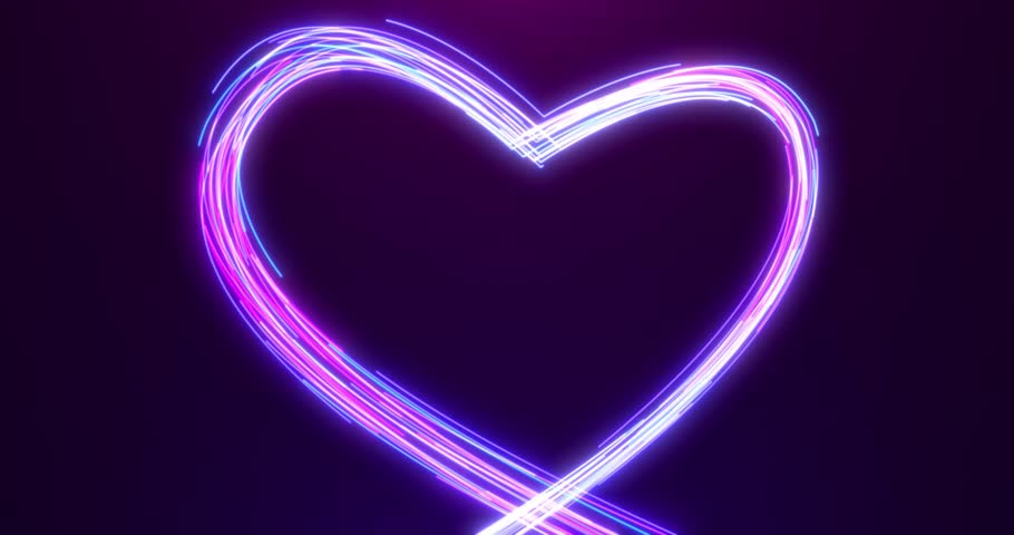 Colorful animation of glowing love
hearts from particles and lines. neon background for Valentine's Day. Video 4k