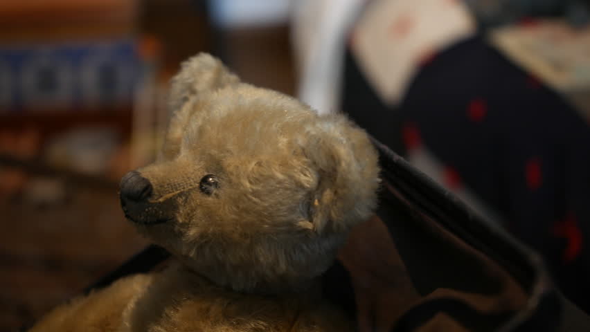 Vintage retro victorian creepy teddy bear toy Royalty-Free Stock Footage #1104834107