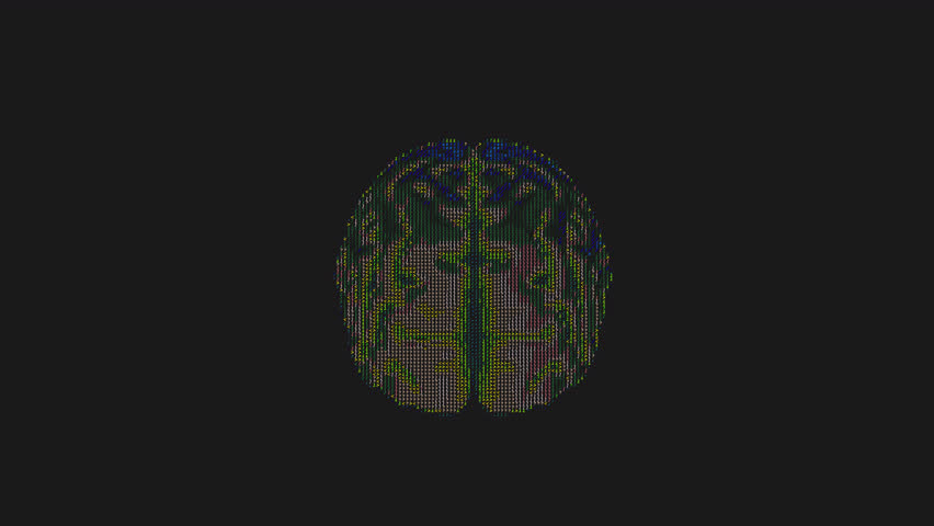Futuristic digital virtual brain animation. Rotating artificial intelligence digital brain bid data. Modern scifi futuristic video in hologram style. 3D rendering. 3D Illustration Royalty-Free Stock Footage #1104842067