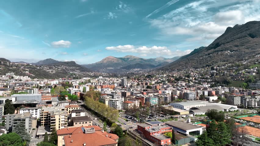 Drone footage of Lugano, Switzerland