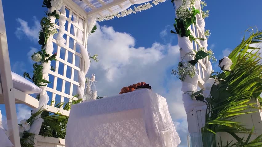 Gazebo on tropical beach to wedding Decoration, Wedding arch tilt up