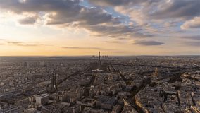 Paris City By Drone Evening To Night Speed Time Video