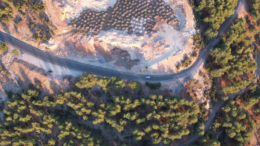Kahramanmaraş Sarıçukur village road aerial bird's eye view | Shutterstock HD Video #1104861285