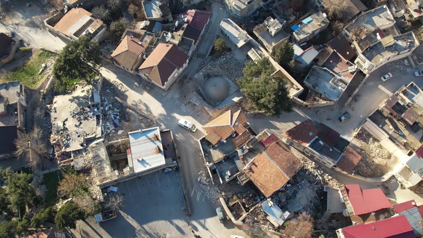 Kahramanmaraş sheikh mosque wreckage bahtiyar slope divanli neighborhood | Shutterstock HD Video #1104861329